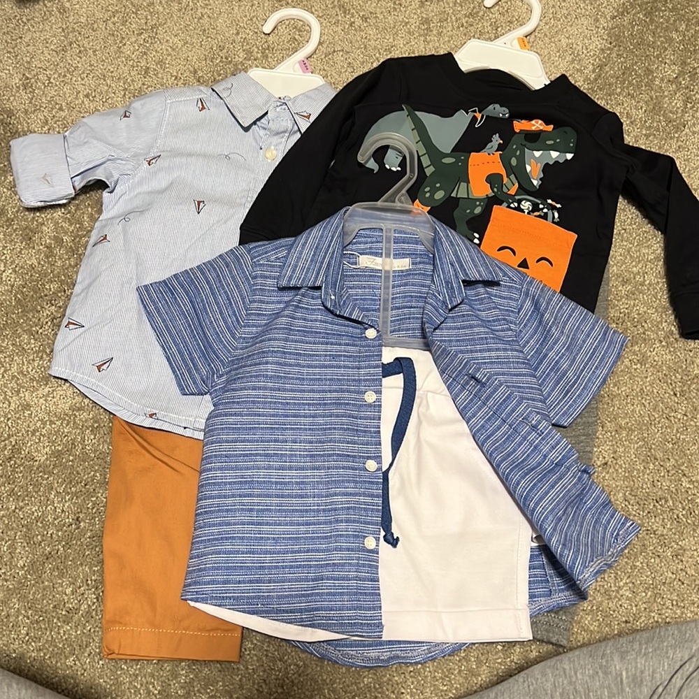 Three boys’ outfit sets 6-12m